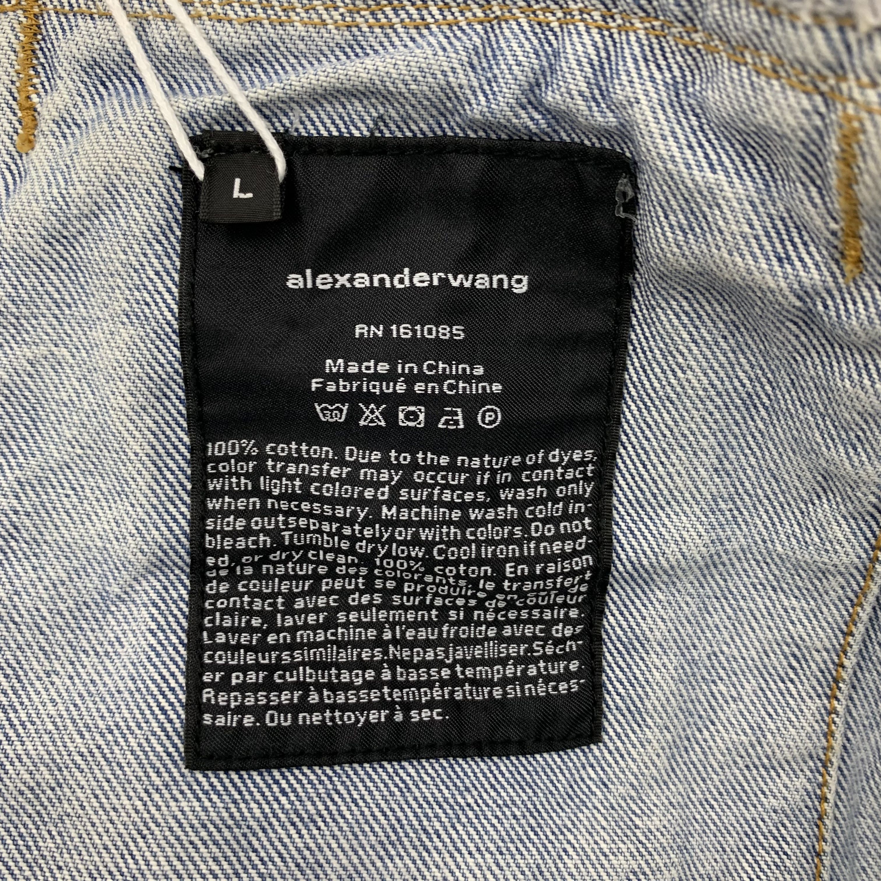 Alexander Wang Alexander Wang Light Blue Logo Denim Jacket (L) Size US L / EU 52-54 / 3 - 7 Thumbnail