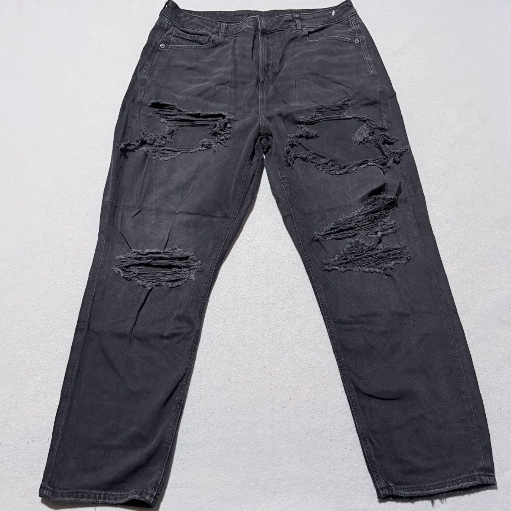 American Eagle Outfitters American Eagle Mom Jeans Jeans Women Black Distressed High Rise 16 Medium Look Bohemian Retro 90s Womens Size 38" / US 16 / IT 52 - 2 Thumbnail