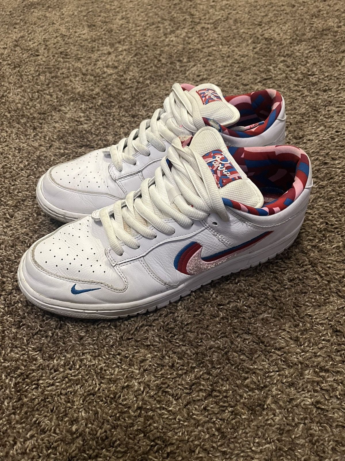 image of Nike x Parra Sb Dunk Low Shoes in White, Men's (Size 11)