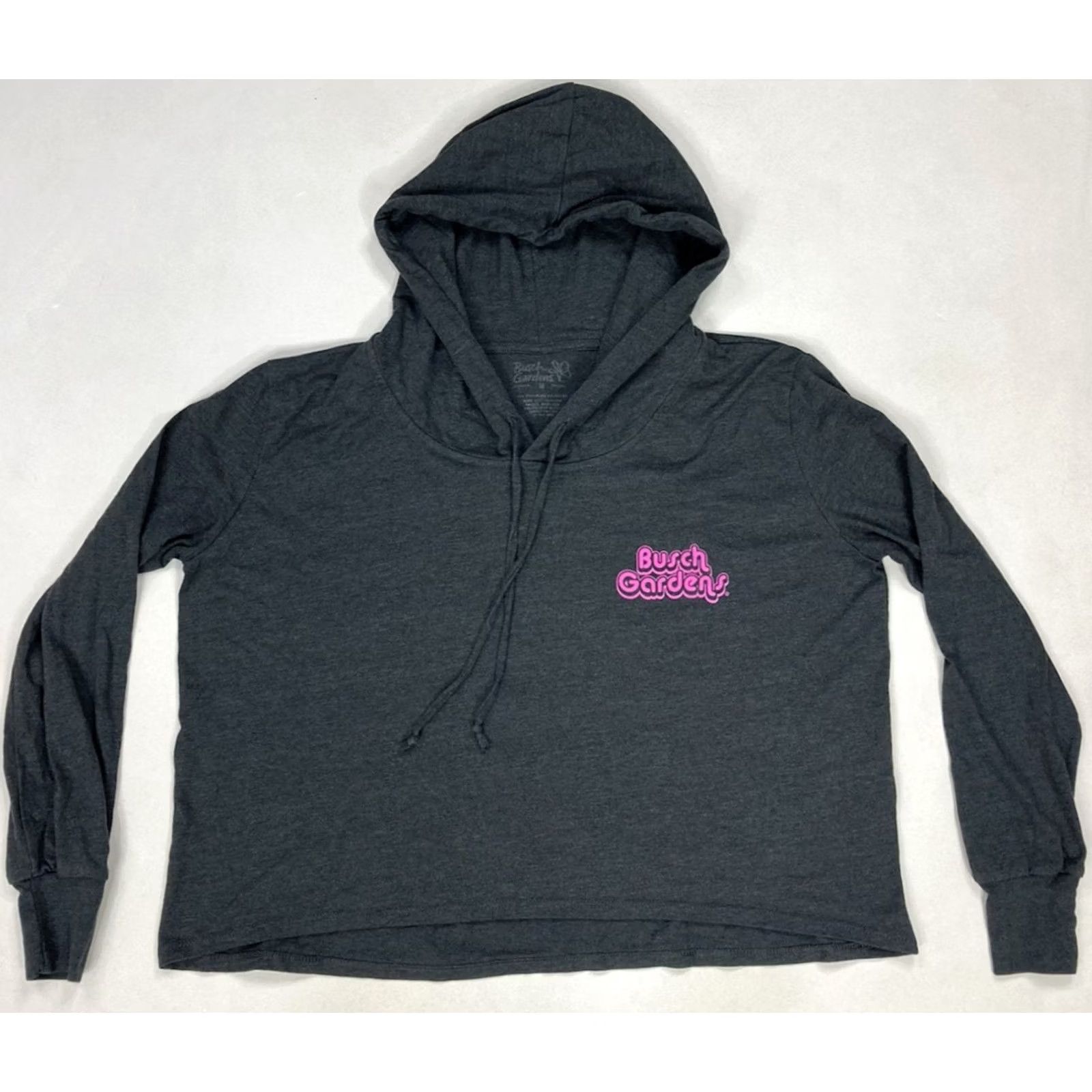Vintage Busch Gardens Hooded Pullover Graphic Graphic Print Logo Lightweight Crop Hoodie Women Medium Gray Pullover Hoodie? Size M / US 6-8 / IT 42-44 - 3 Thumbnail