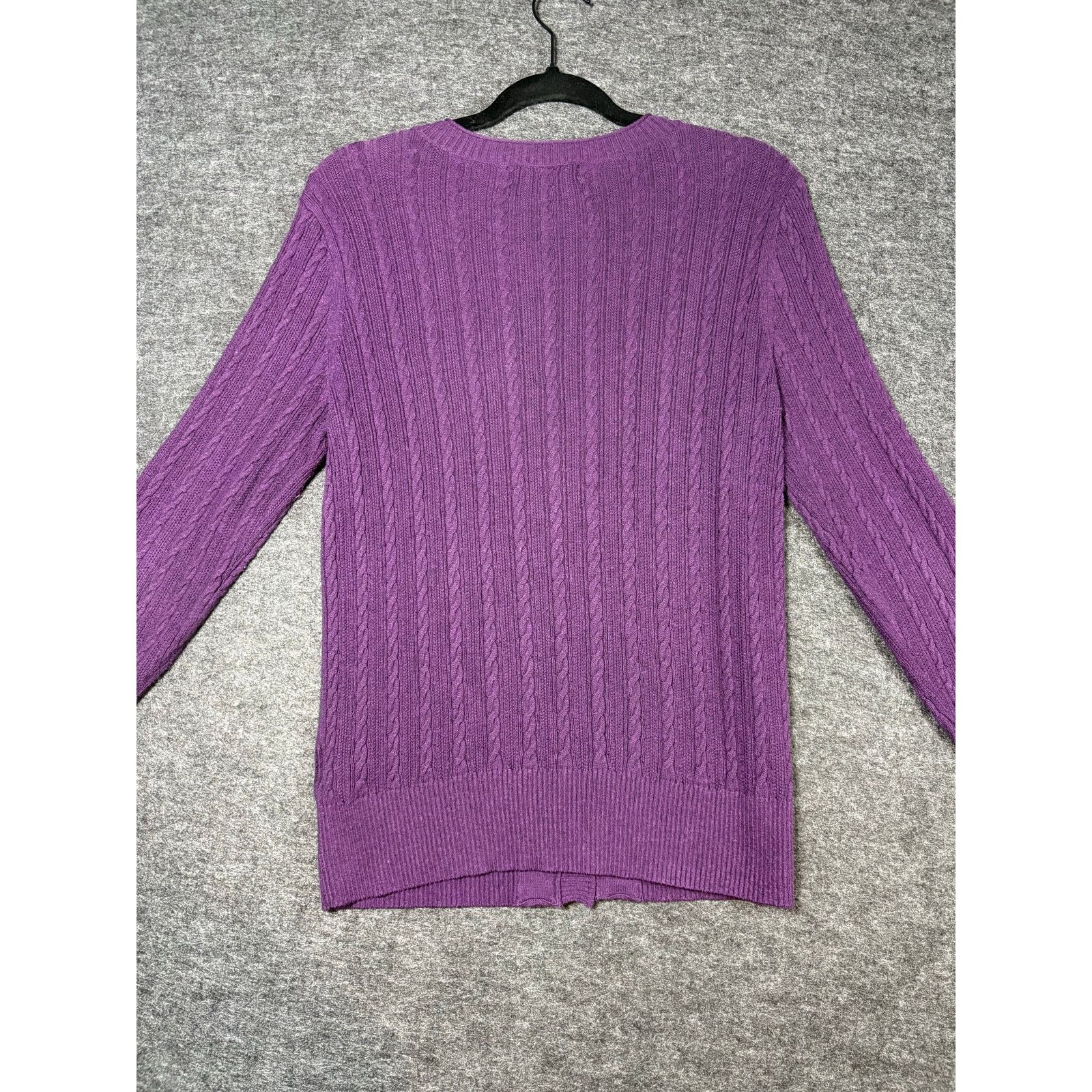 Eddie Bauer Eddie Bauer Purple Cable Knit Cardigan Women’s Medium #0488 Size M / US 6-8 / IT 42-44 - 3 Thumbnail