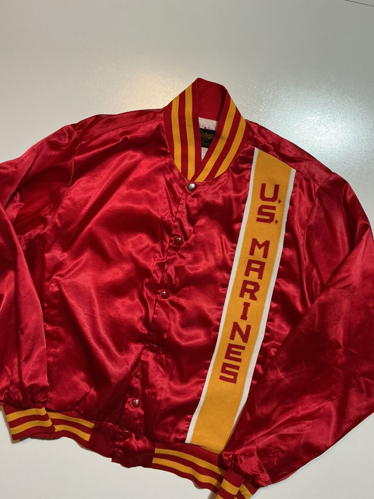 Swingster Vintage 80s Swingster U.S. Marines Satin Bomber Jacket Size US M / EU 48-50 / 2 - 5 Thumbnail