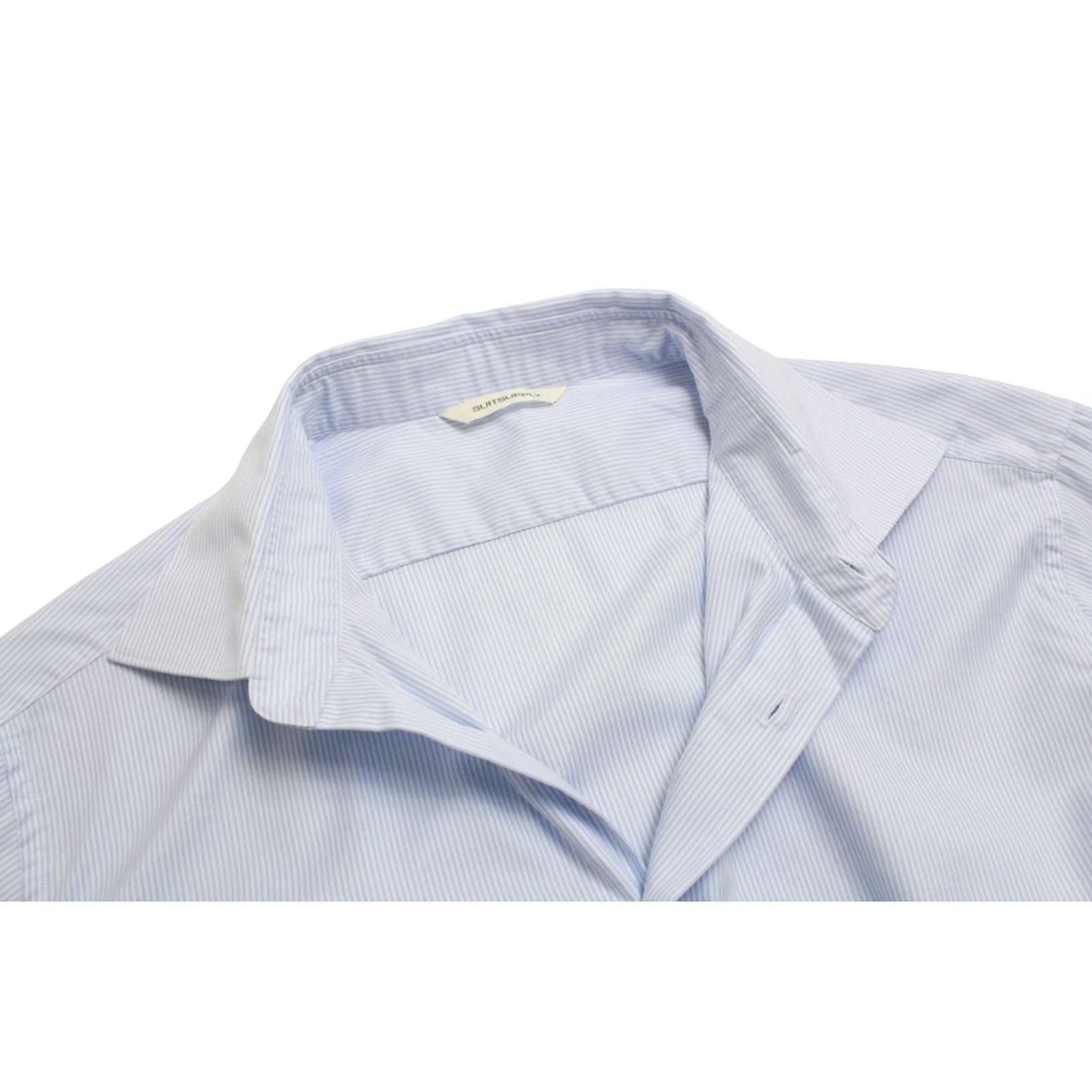 Suitsupply SUITSUPPLY Slim Fit Formal Shirt Men's 3XL Spread Collar Pinstriped Button Size 48R - 4 Thumbnail