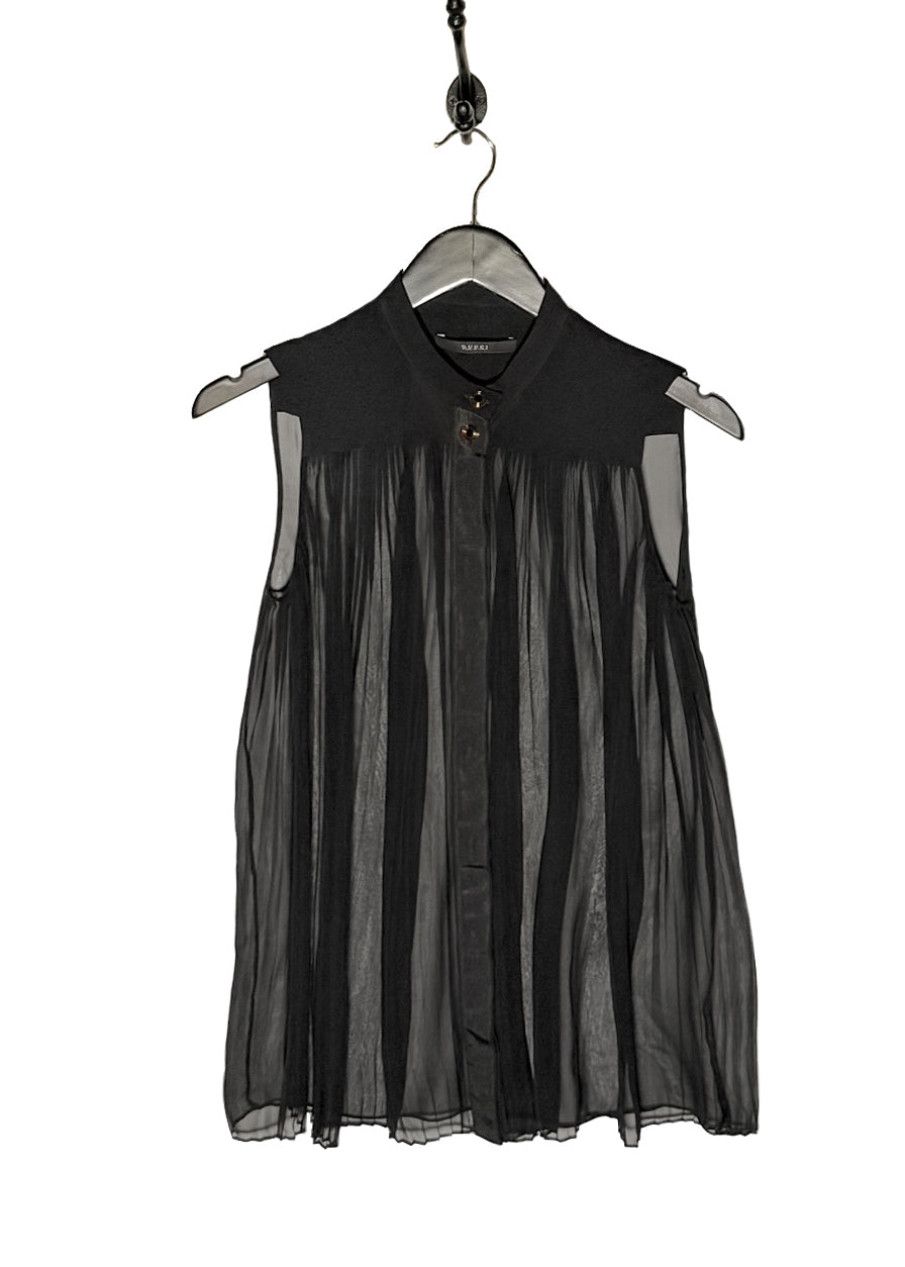 Gucci Gucci Black Silk Sheer Pleated Sleeveless Blouse Size S / US 4 / IT 40 - 1 Thumbnail