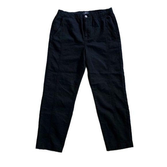 7 For All Mankind 7 FOR ALL MANKIND Black Wide Leg Stretch Waist ...