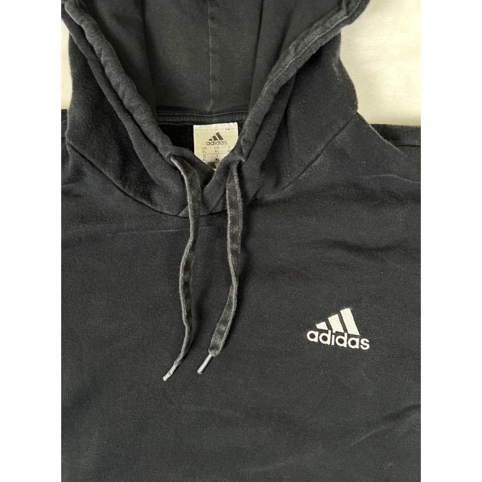 Adidas VINTAGE adidas Hoodie Adult Large Black Fleece Logo Pullover Hooded Regular Sweatshirt Y2K Size US L / EU 52-54 / 3 - 2 Thumbnail