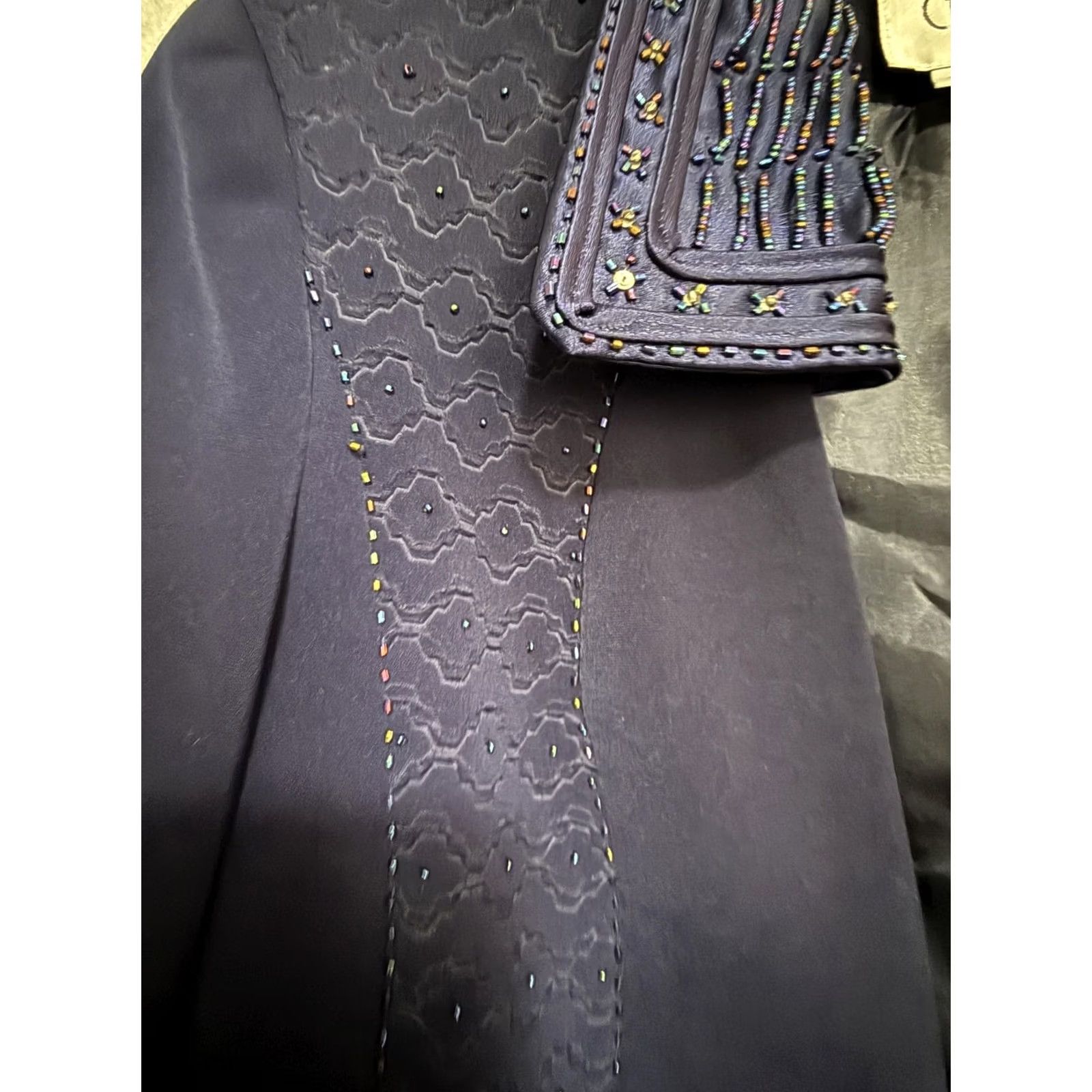 Vintage Carissimo Blazer Womens 14 Navy Beaded Tuxedo Shawl Collar Lined Formal Evening Size XL / US 12-14 / IT 48-50 - 6 Thumbnail