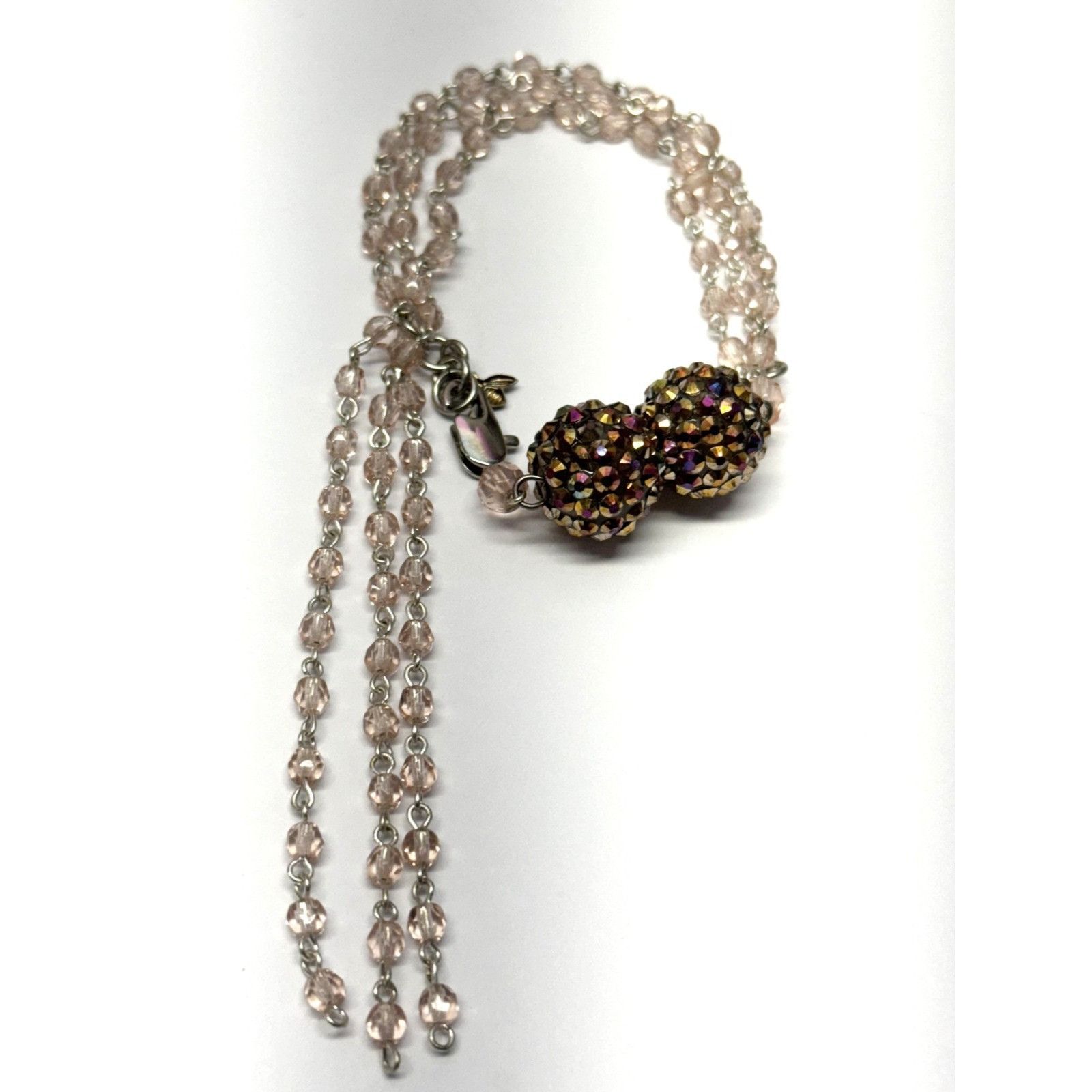 Vintage Vintage pink crystal beaded tassel rhinestone bracelet Size ONE SIZE - 3 Thumbnail