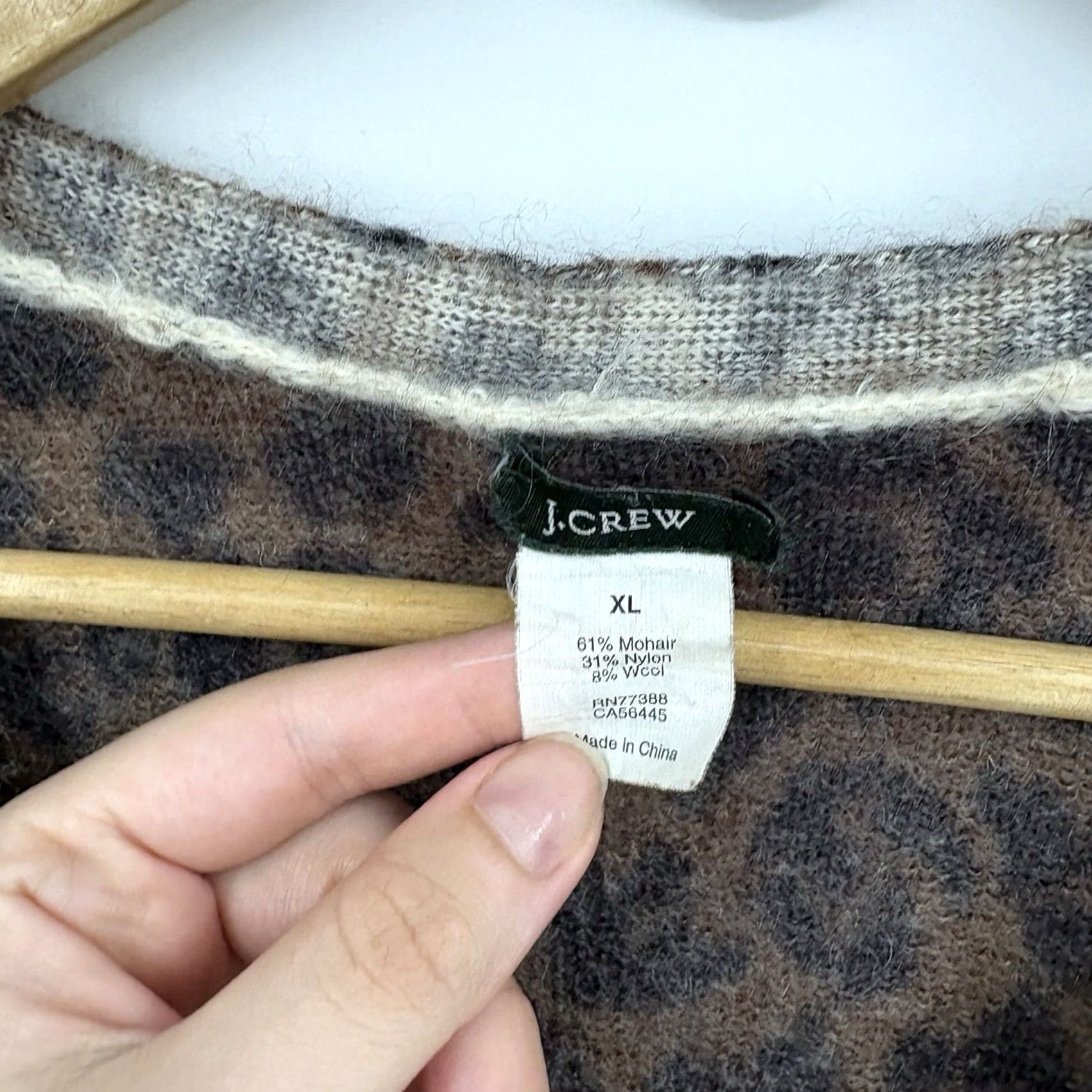 J.Crew J.CREW Brown Leopard Cardigan Sweater XLarge Indie Sleaze Alt Grunge 2010s Y2K Mohair Size XL / US 12-14 / IT 48-50 - 6 Thumbnail