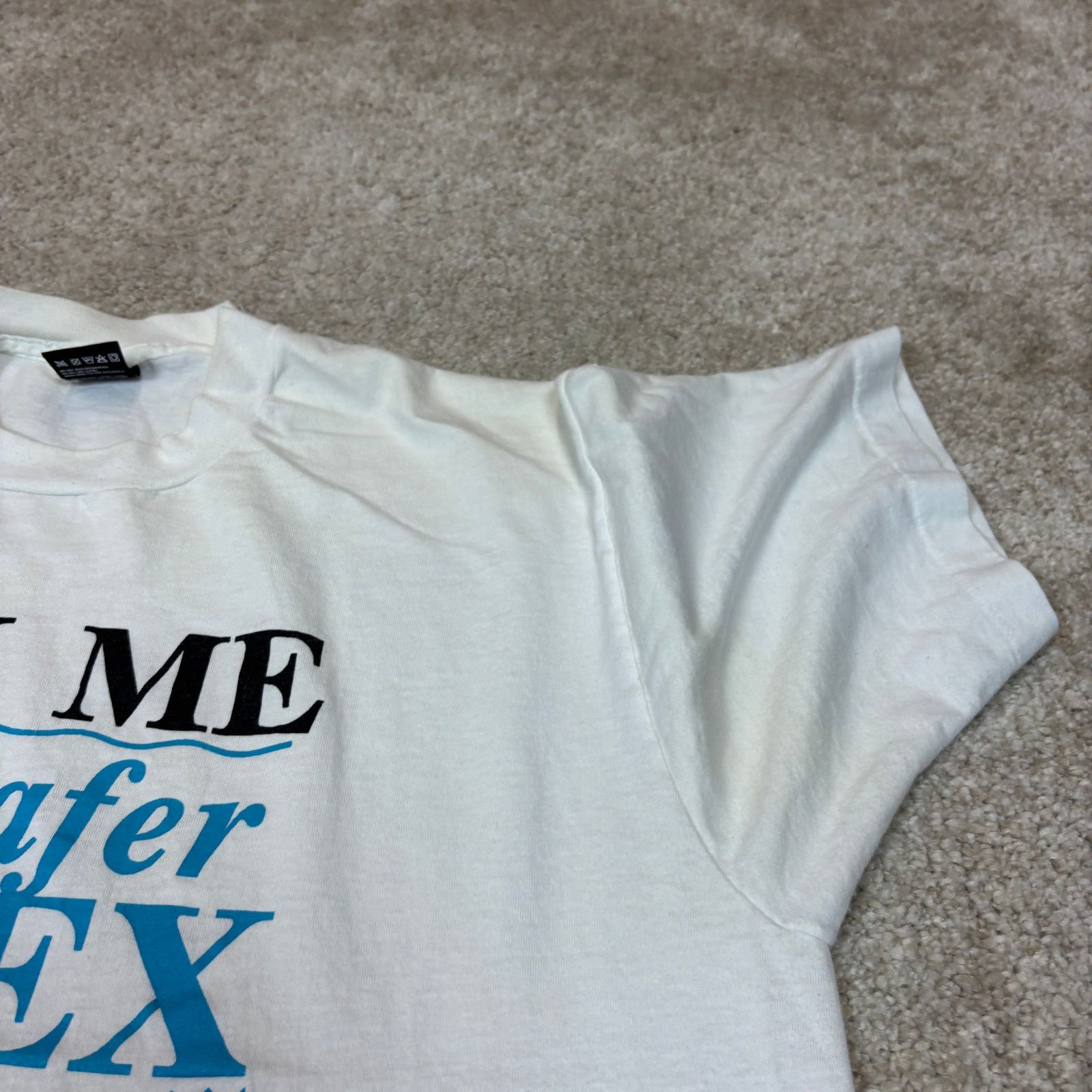 Fruit Of The Loom × Vintage Vintage 90s Ask Me About Safer Sex Single Stitch Shirt XL Size US XL / EU 56 / 4 - 10 Thumbnail