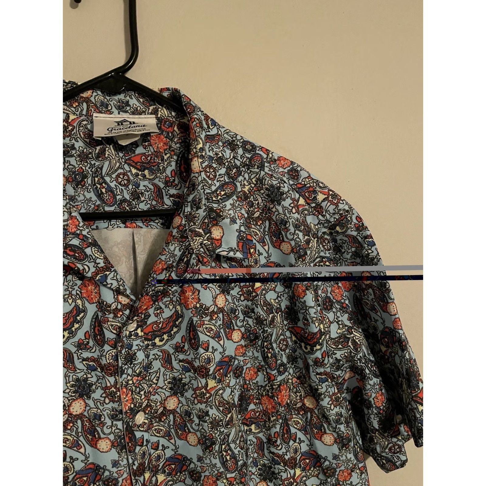 Vintage VINTAGE Graceland Elvis Presley USA S/S Button-Up Shirt - Men's 2XL Blue Paisley Floral Shirt Size US XXL / EU 58 / 5 - 2 Thumbnail