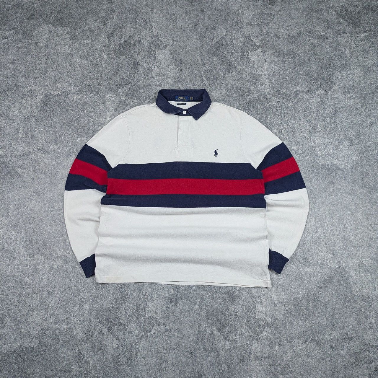 Polo Ralph Lauren Vintage Polo Ralph Lauren Striped Long Sleeve Rugby Polo Size US L / EU 52-54 / 3 - 1 Thumbnail