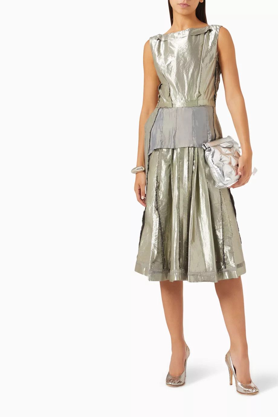 Maison Margiela o1y0625 Midi Dress in Silver Size XS / US 0-2 / IT 36-38 - 2 Thumbnail