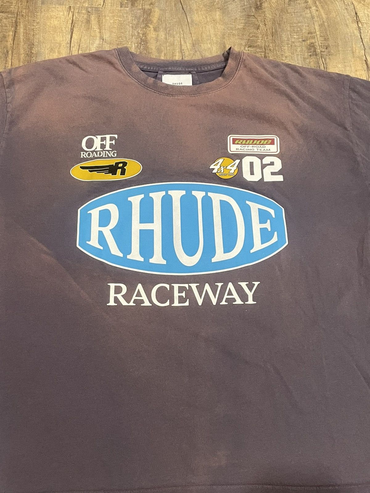 Rhude RARE Rhude Raceway Off Roading Logo Tee Faded Grey | Grailed