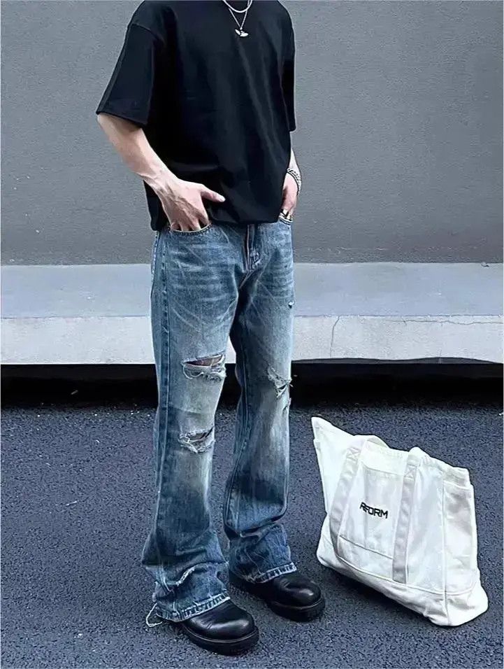 Japanese Brand Washed micro horn distressed jeans Size US 32 / EU 48 - 1 Thumbnail