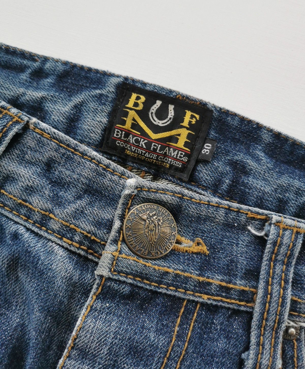 Kapital Black Flame Carpe Diem Selvedge Denim Jeans Size US 32 / EU 48 - 6 Thumbnail