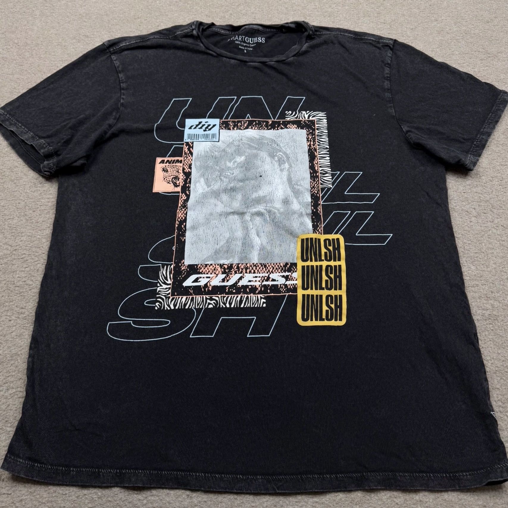 Guess GUESS Graphic T Shirt Men's L Black Short Sleeve Crew Neck Stretch Casual Size US L / EU 52-54 / 3 - 3 Thumbnail