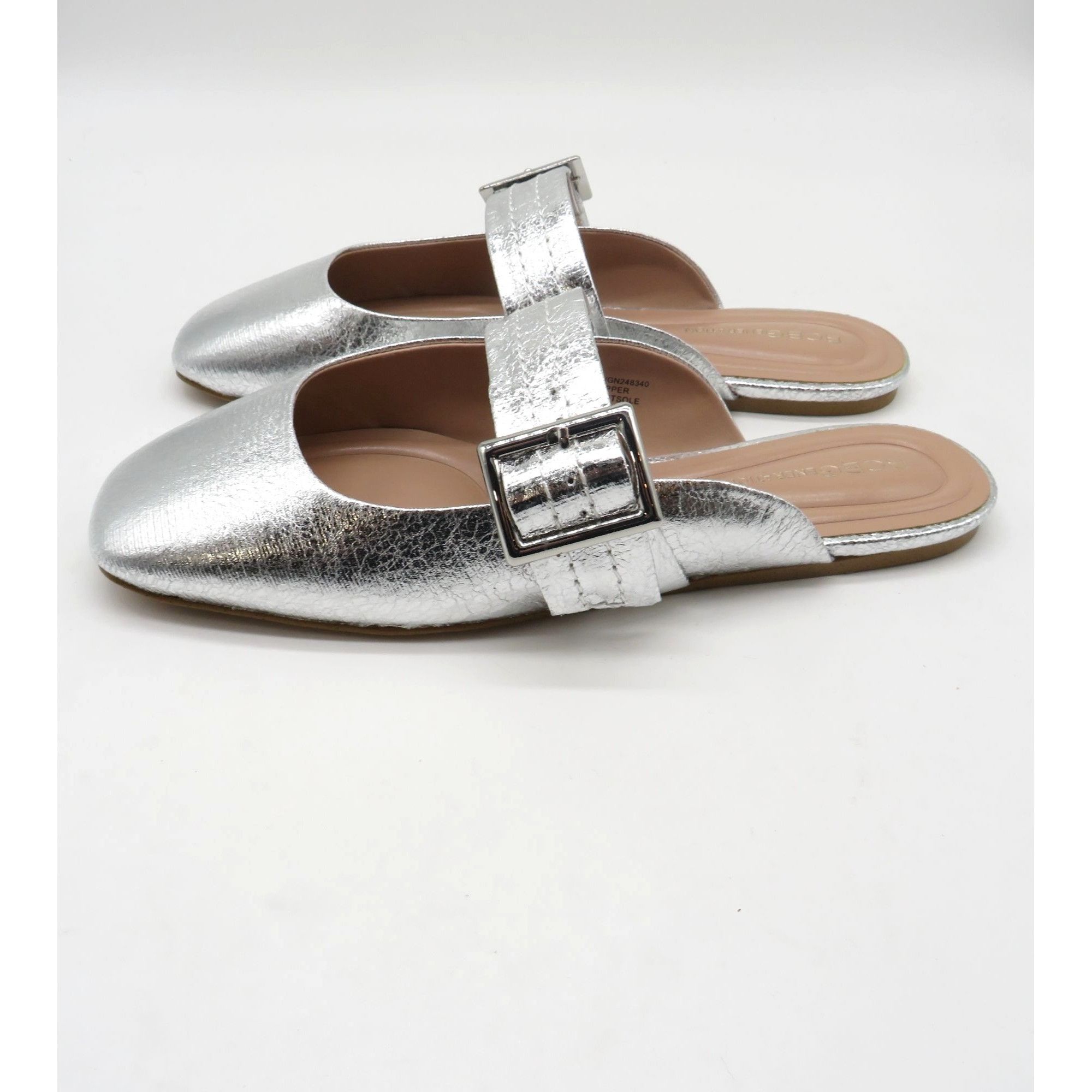 BCBGeneration BCBGeneration Hope Women's Silver Slide-On Flats With Buckle Size US 9 / IT 39 - 4 Thumbnail
