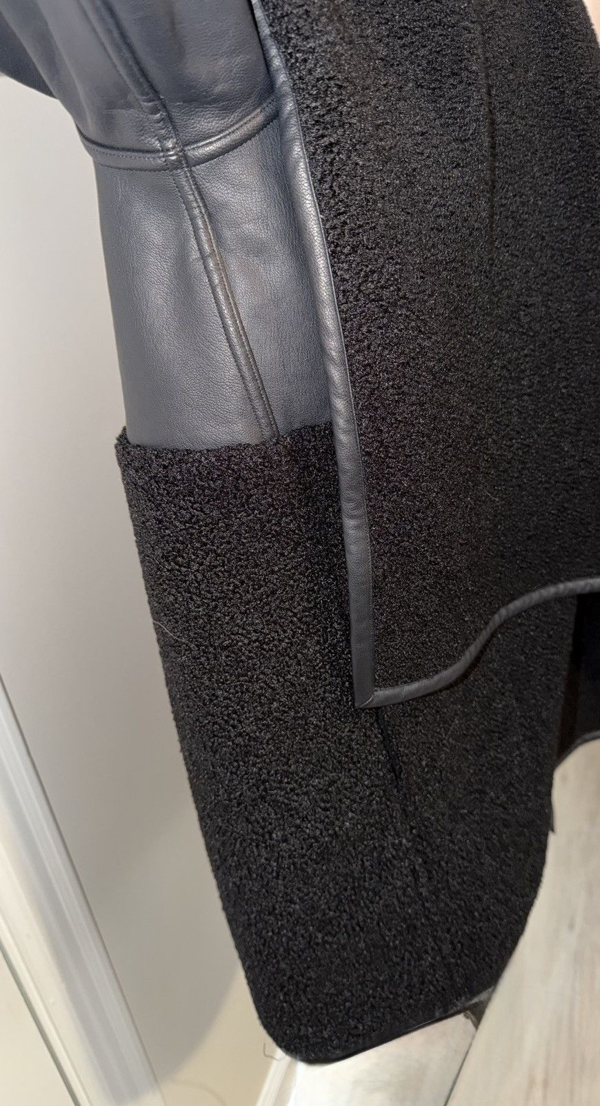 Spanx Spanx Black Fleece & Faux Leather Womens Long Wrap Jacket 2X Size XXL / US 16-18 / IT 52-54 - 6 Thumbnail