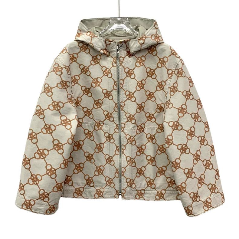 Hermes Hermes Beige Printed Cotton Hooded Jacket Size US XS / EU 42 / 0 - 1 Thumbnail