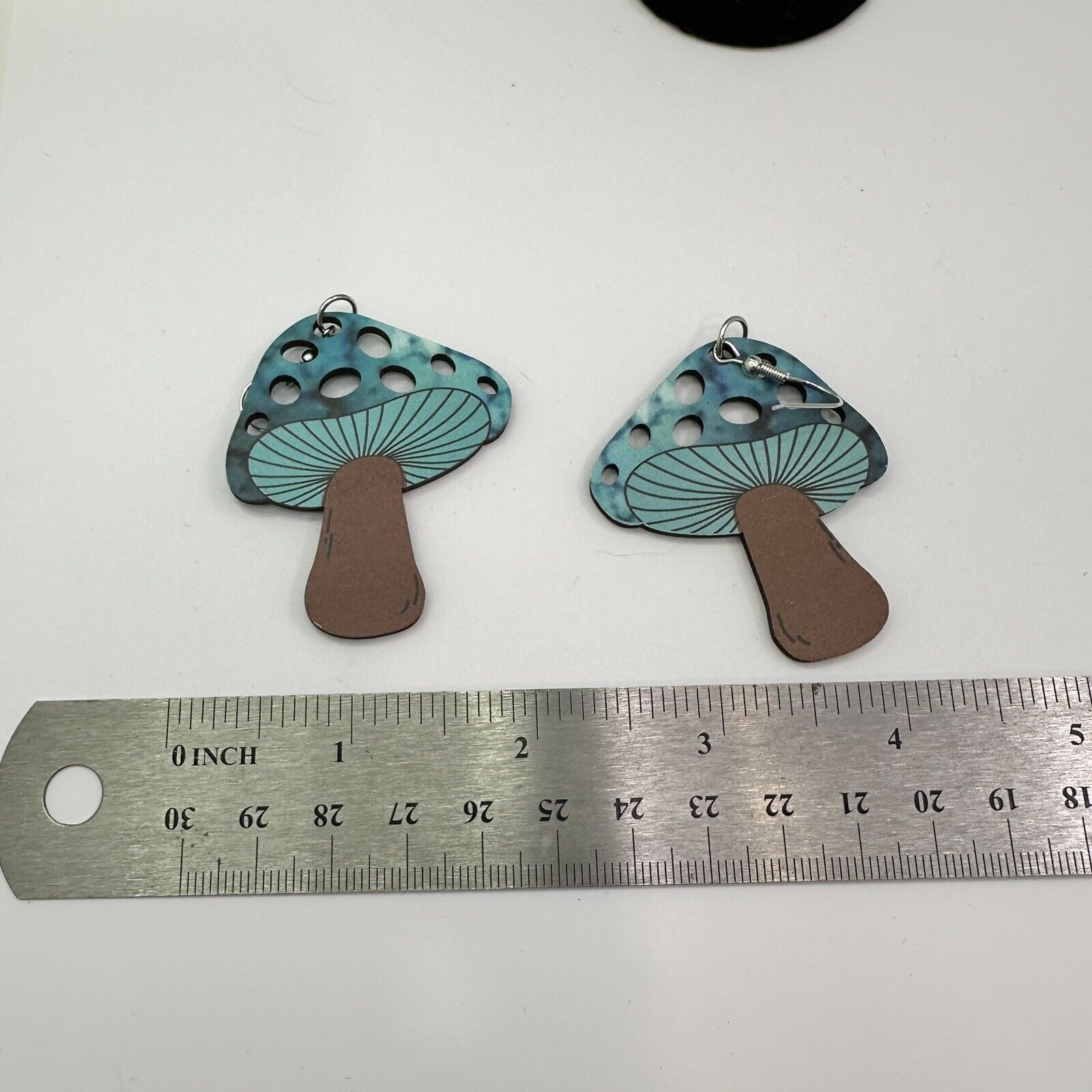 Other Mushrooms Hook Earrings Wood TyeDye Turquoise New Fantasy Size ONE SIZE - 5 Thumbnail