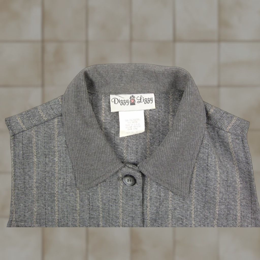 Vintage VINTAGE Dizzy Lizzy Vest Teens Size 9 Gray Striped Cropped Made in USA 70s Size M / US 6-8 / IT 42-44 - 1 Thumbnail