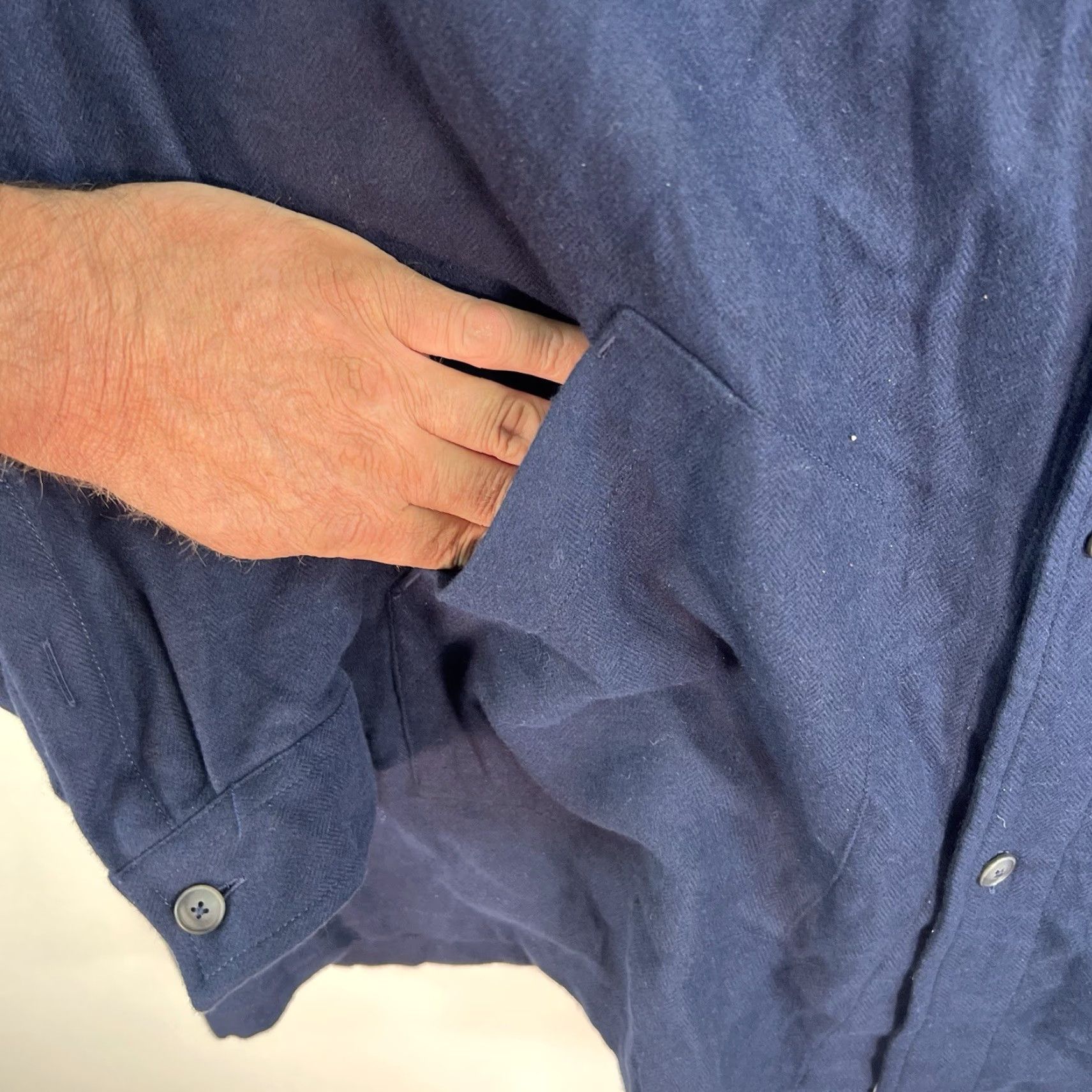Vintage Haupt Jacket 4XL Blue Flannel Button-Up Shacket Bomber Jacket Mens Size 4XL Chest 68 in Solid Pattern Cotton Lining Cotton Breathable Vintage No Size US XXL / EU 58 / 5 - 5 Thumbnail