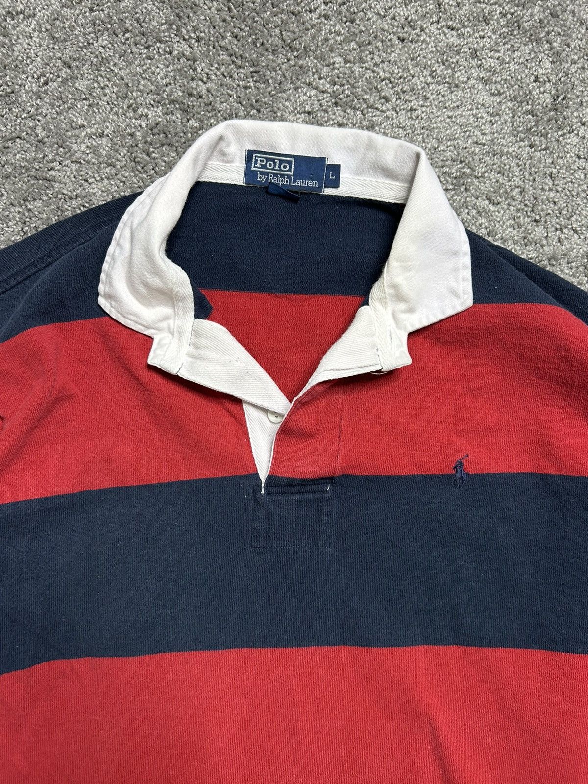 Polo Ralph Lauren Vintage 80s Polo Ralph Lauren Rugby Long Sleeve Striped Size US L / EU 52-54 / 3 - 2 Thumbnail