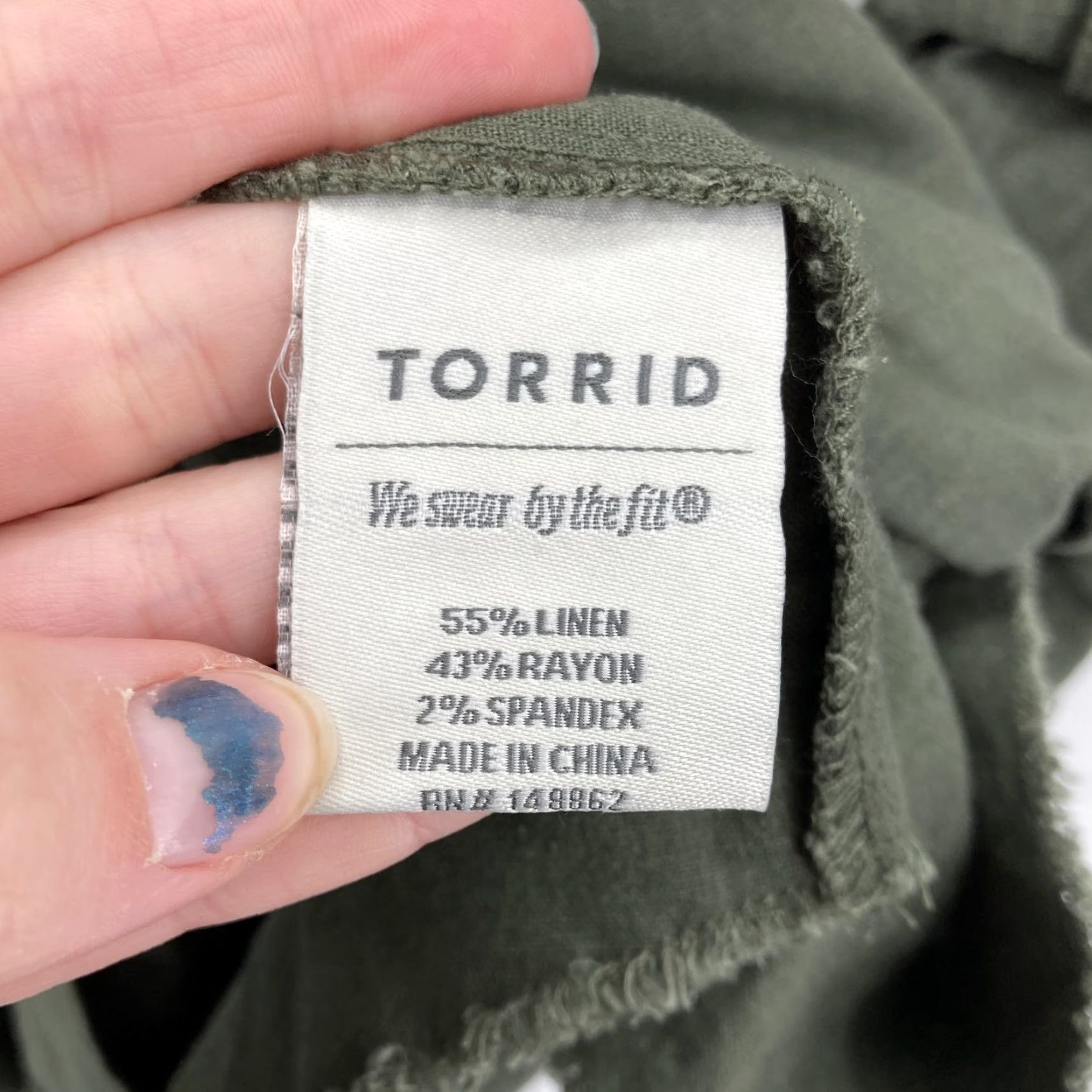 Torrid Torrid Jacket Womens 12 Olive Anorak Linen Blend Belted Utility Roll Tab Jacket Size XL / US 12-14 / IT 48-50 - 4 Thumbnail