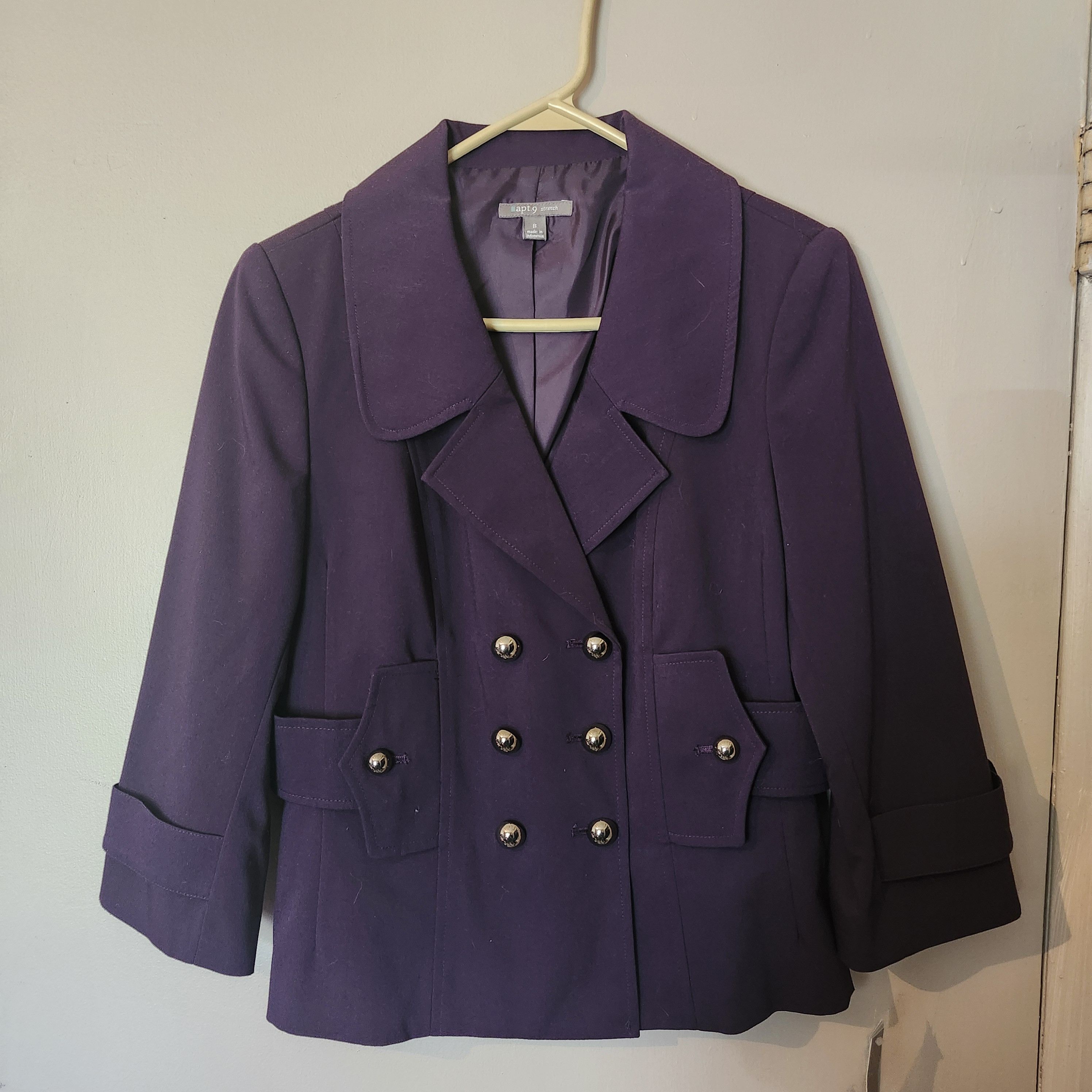 Apt. 9 Apt. 9 Women's Purple Double Breasted Pea Coat Jacket Size 8 Size M / US 6-8 / IT 42-44 - 1 Thumbnail