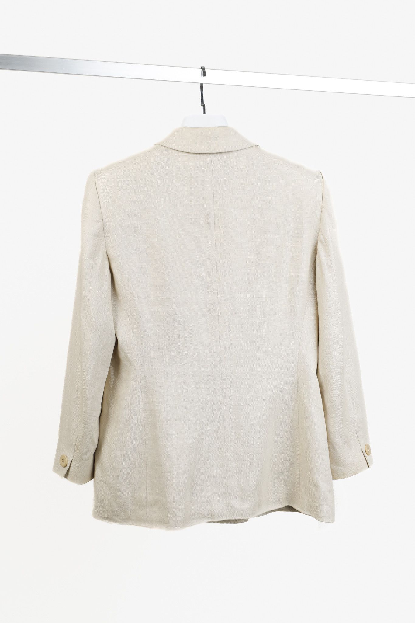 Armani Collezioni Armani Collezioni Vintage Tan Linen Double Breasted Blazer Size M / US 6-8 / IT 42-44 - 2 Thumbnail