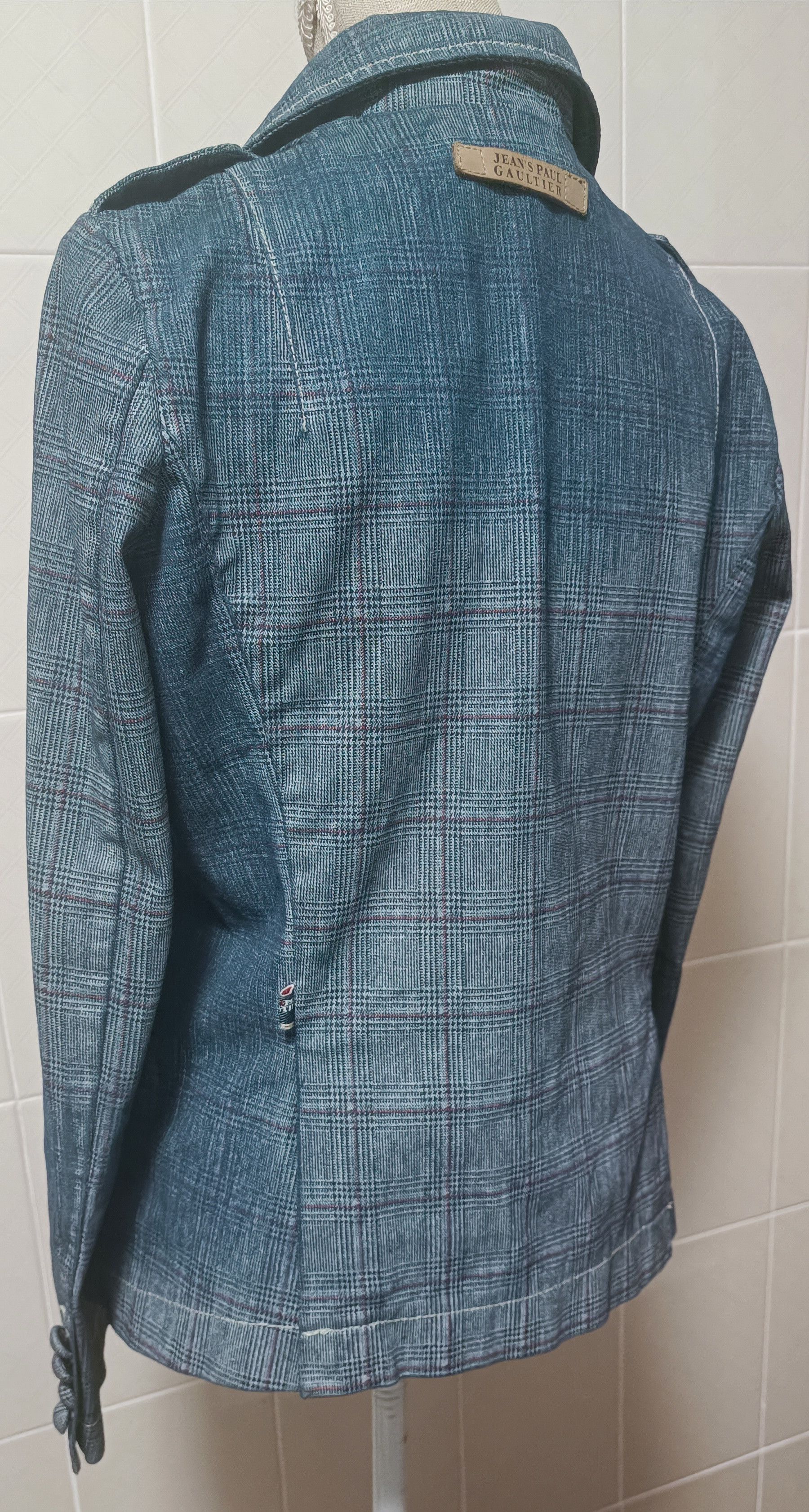 Jean Paul Gaultier Blue denim jacket with tartan print Size L / US 10 / IT 46 - 14 Thumbnail