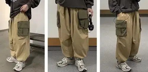 Japanese Brand 20AW Indigo Union Japan Khaki Oversized Worker Cargo Pants Size US 31 - 3 Thumbnail