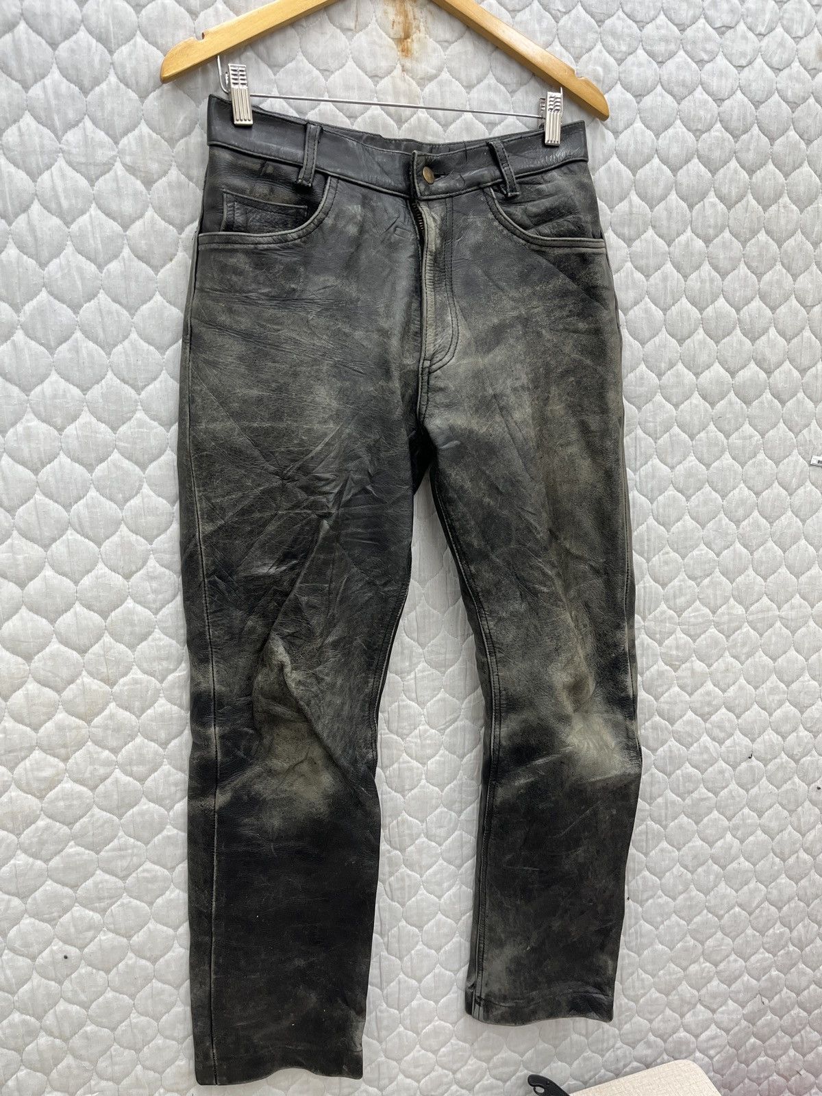 Genuine Leather × Vintage 🔥STEALS🔥 VTG BBH LEATHER PANTS Size US 29 - 2 Thumbnail