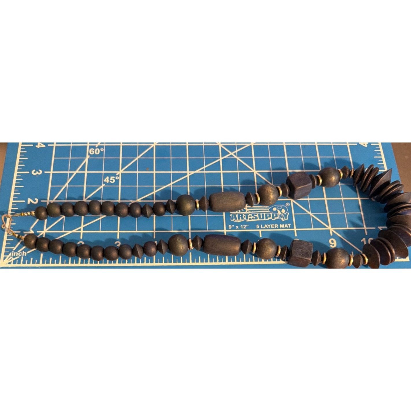 Other Vintage Navy Blue Wood Bead Necklace Hood Clasp Geometric Ch Size ONE SIZE - 4 Thumbnail