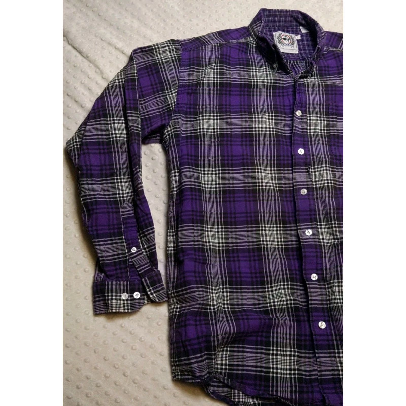 Vintage Cinch Shirt Men's Large Purple Black Plaid Button Down Long Sleeve Western Cowboy Vintage Embroidered Pocket Workwear Size US L / EU 52-54 / 3 - 3 Thumbnail