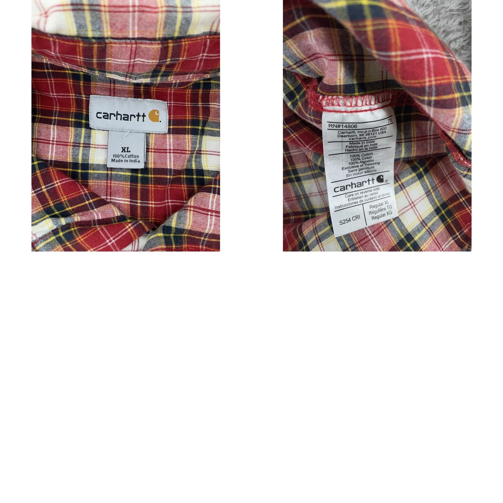Carhartt Carhartt Shirt Men XL Red Plaid Flannel Chest Pocket Button Up S254 CRI Size US XL / EU 56 / 4 - 8 Thumbnail