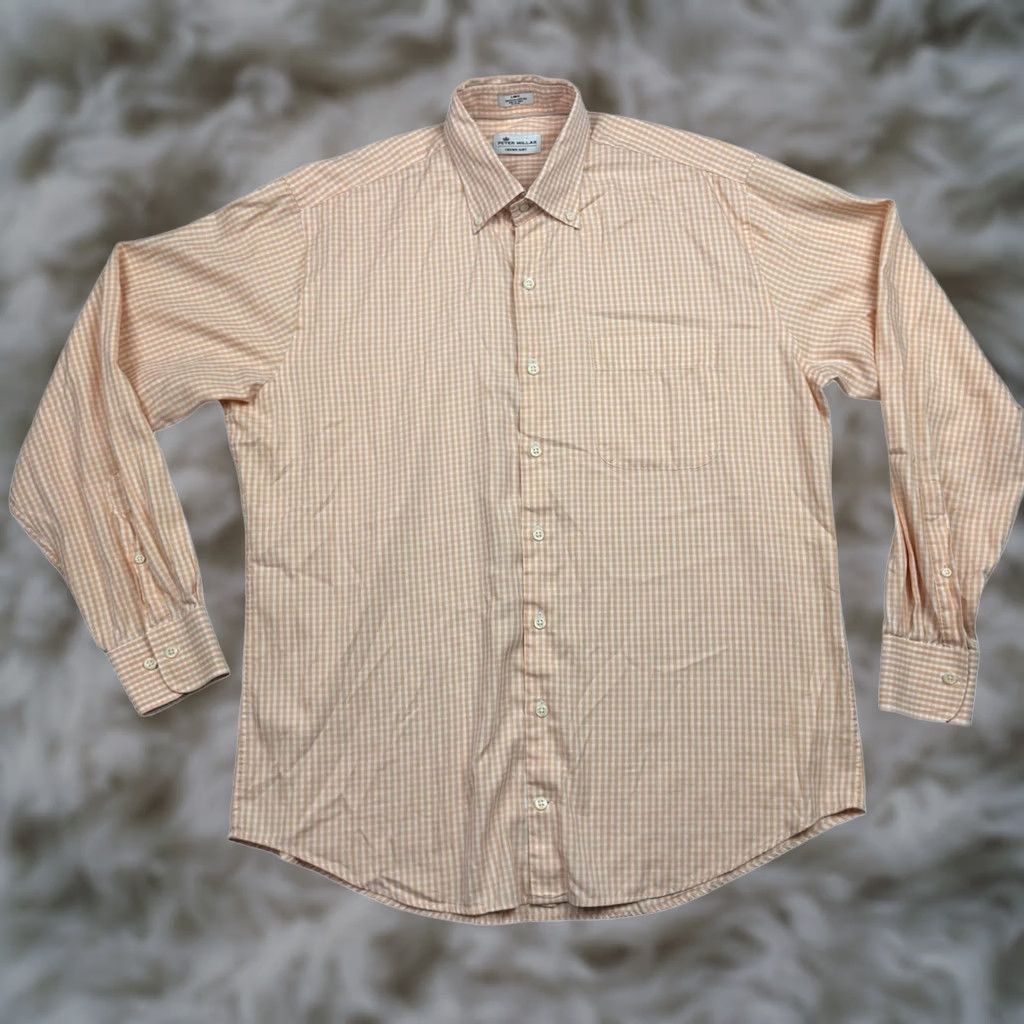 Peter Millar Peter Millar Men's Crown Soft L/S Button Shirt Orange/White Check Large Size US L / EU 52-54 / 3 - 1 Thumbnail