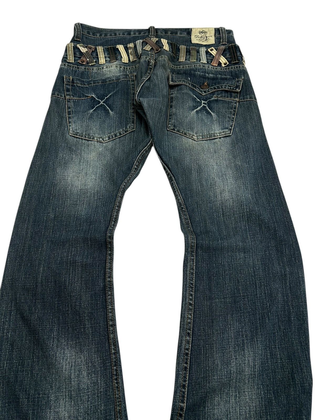 Le Grande Bleu (L.G.B.) Vintage Dominate Double Waist Mud Washed Whisker Clawn Mark Size US 33 - 13 Thumbnail