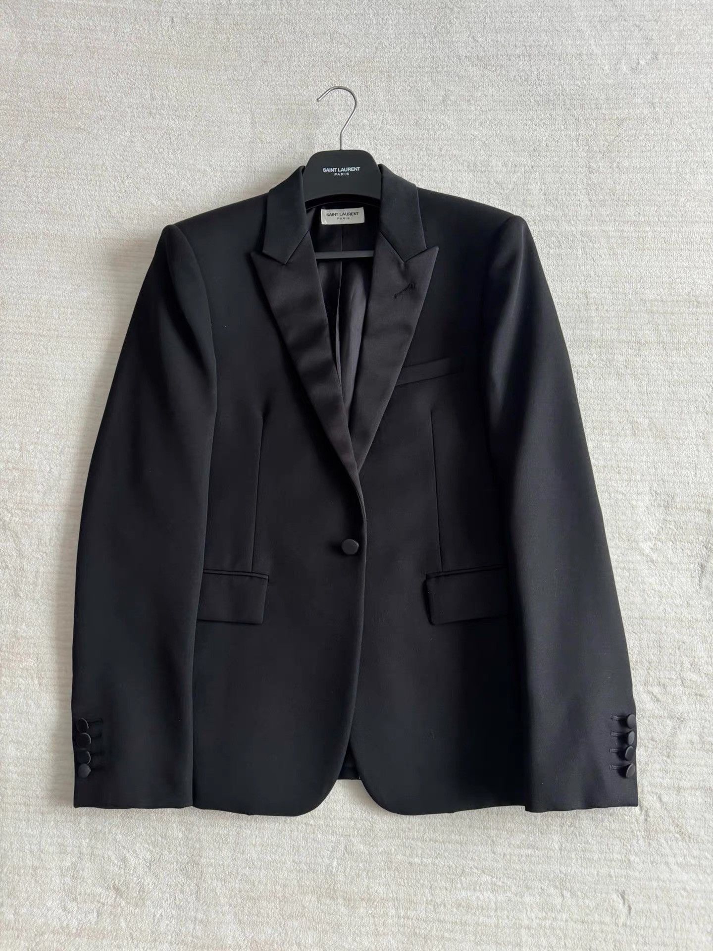 Saint Laurent Paris Black Formal Blazer with Satin Lapel - Size M Size US M / EU 48-50 / 2 - 1 Thumbnail