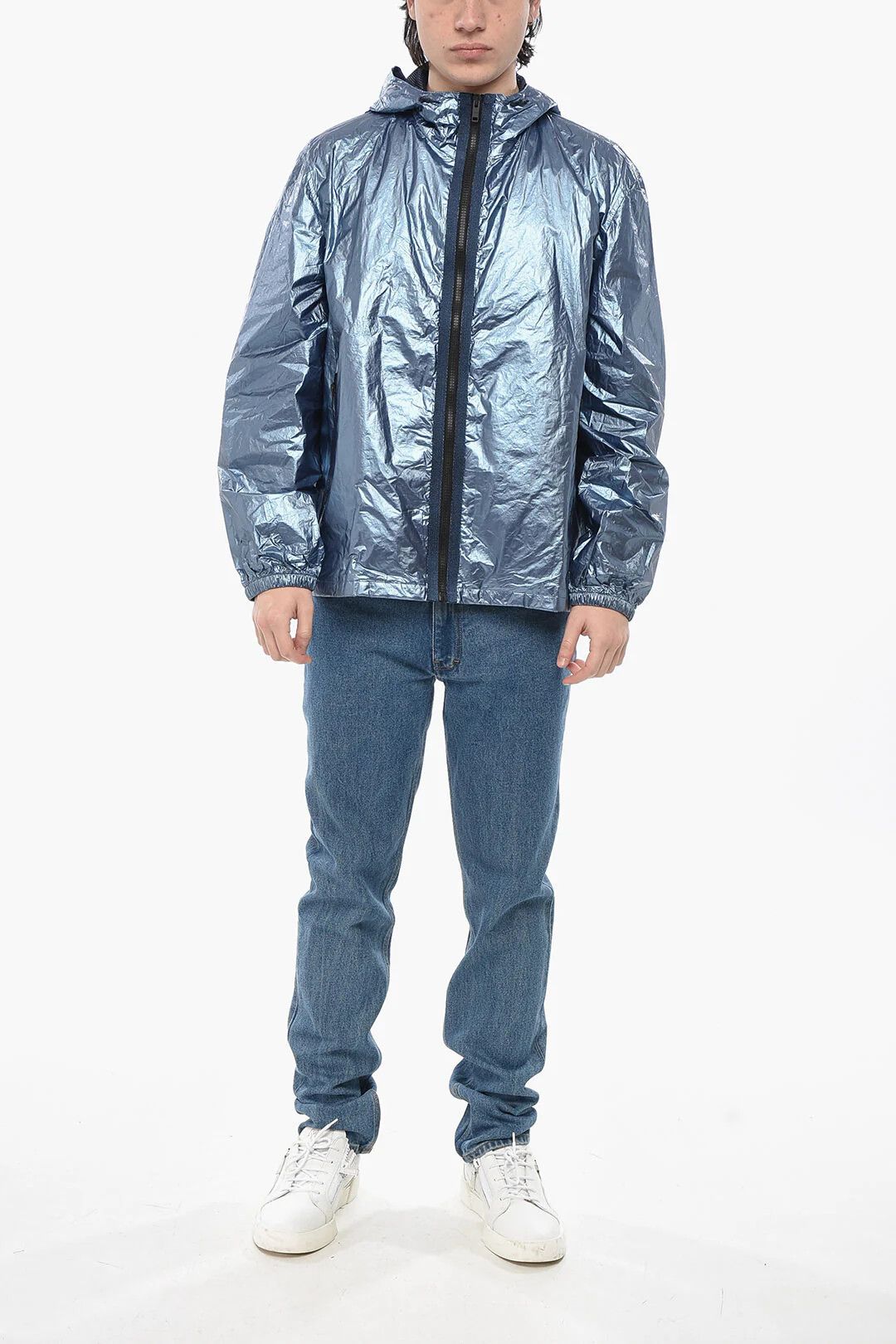 Givenchy og1mm0326 Nylon Lamé Windbreaker Jacket in Light Blue Size US M / EU 48-50 / 2 - 4 Thumbnail