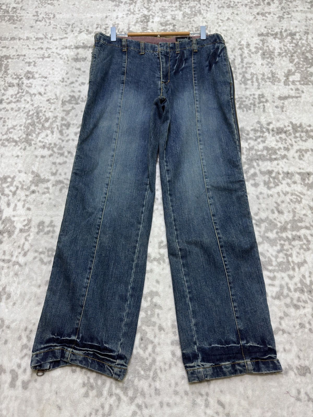 Japanese Brand Purete Equipment Zip Detail Denim Y2K Adjustable Straight Size US 34 / EU 50 - 1 Thumbnail