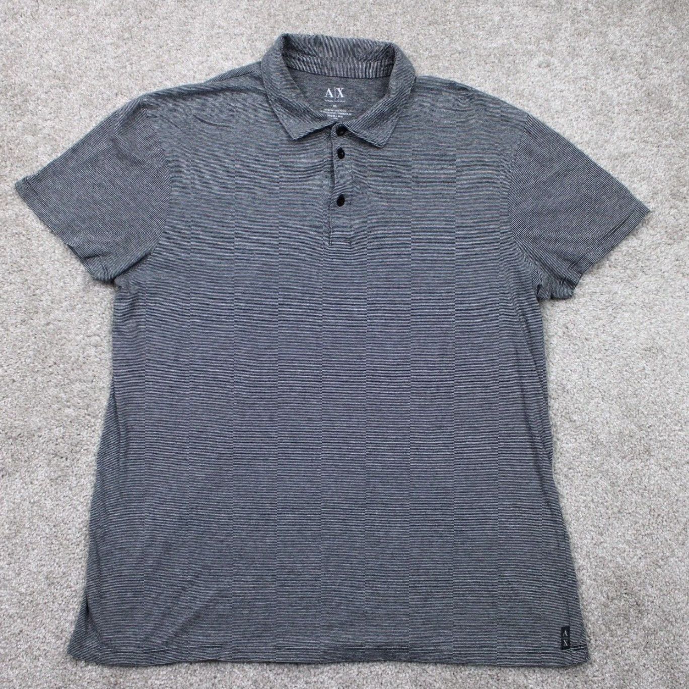 Armani Exchange Armani Exchange A/X Polo Shirt Mens XL Gray/Black Striped Short Sleeve Pullover Size US XL / EU 56 / 4 - 2 Thumbnail