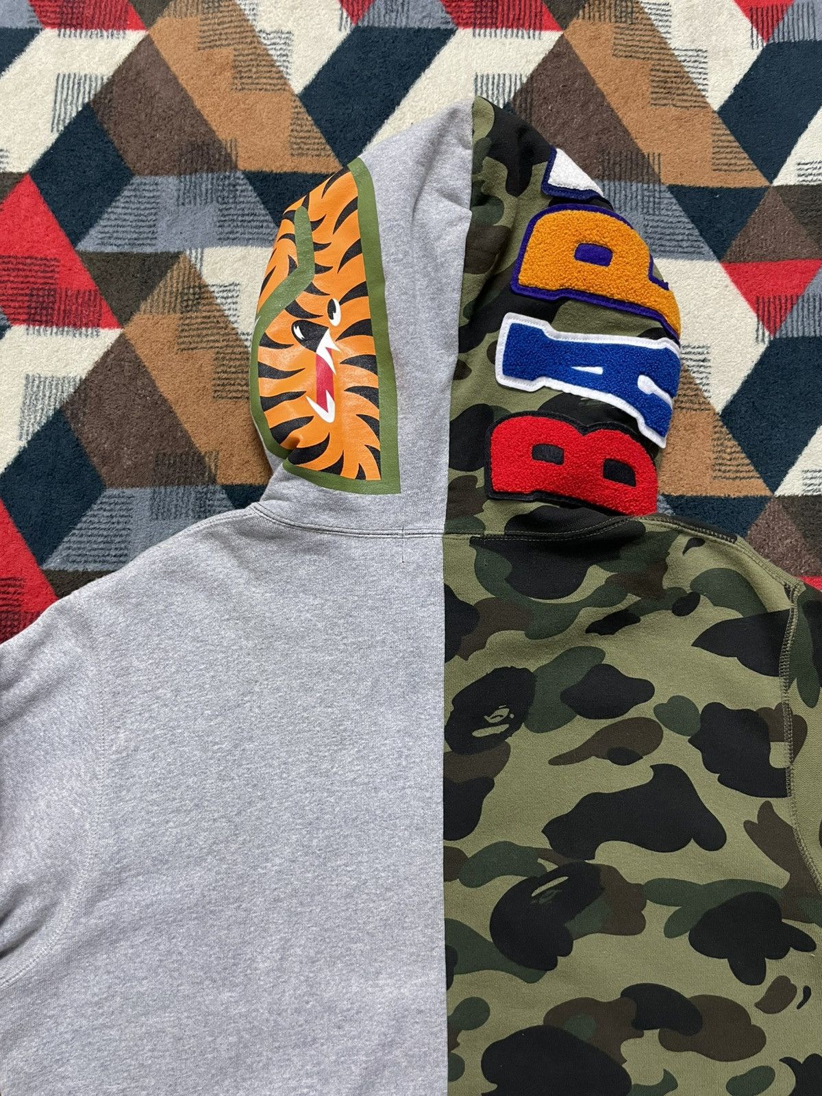 Bape Bape Split Camo/Grey Zip Hoodie Size US L / EU 52-54 / 3 - 9 Thumbnail