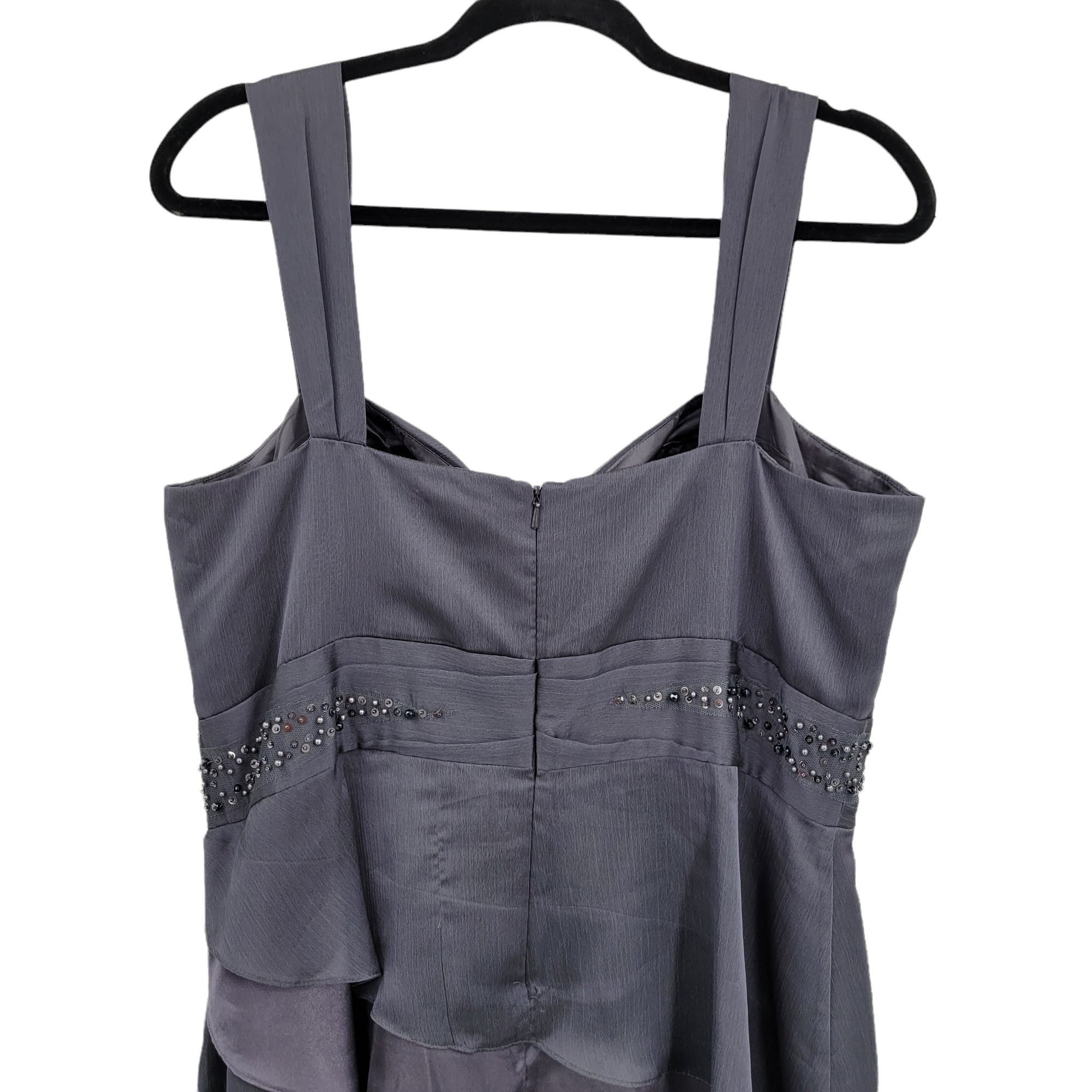 Adrianna Papell Vtg Starburst Ruffle Gown Sz 16 Gunmetal Gray Dress Tiered Size XXL / US 16-18 / IT 52-54 - 8 Thumbnail