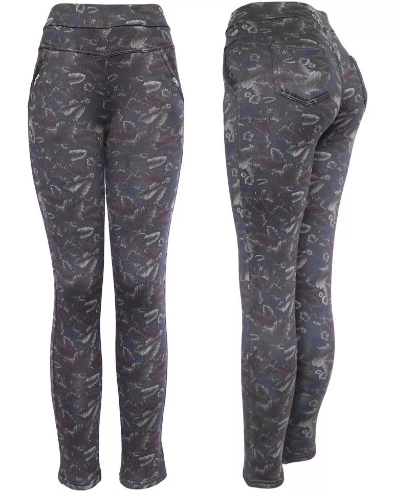 The Unbranded Brand Women's Pattern Floral Super Thick Plush Lined Winter Pants Size 26" / US 2 / IT 38 - 5 Thumbnail