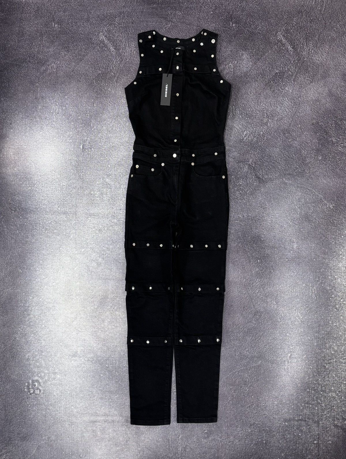 Diesel Diesel De-Berry Tuta NWT Women’s Black Studded Jumpsuit Size 24" / US 00 / IT 34 - 1 Thumbnail