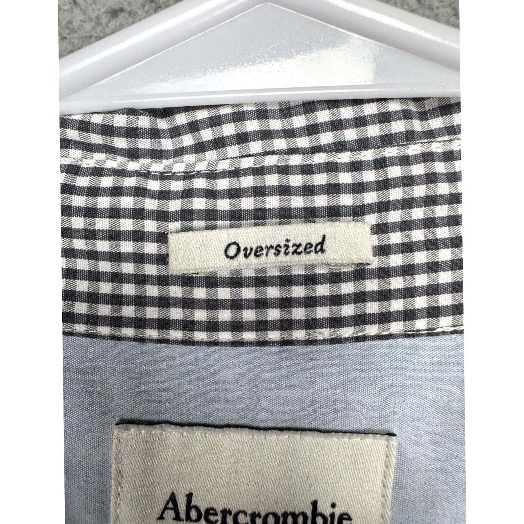 Abercrombie & Fitch Abercrombie & Fitch Shirt Womens Large Blue Black Oversized Colorblock Button Down Size L / US 10 / IT 46 - 6 Thumbnail