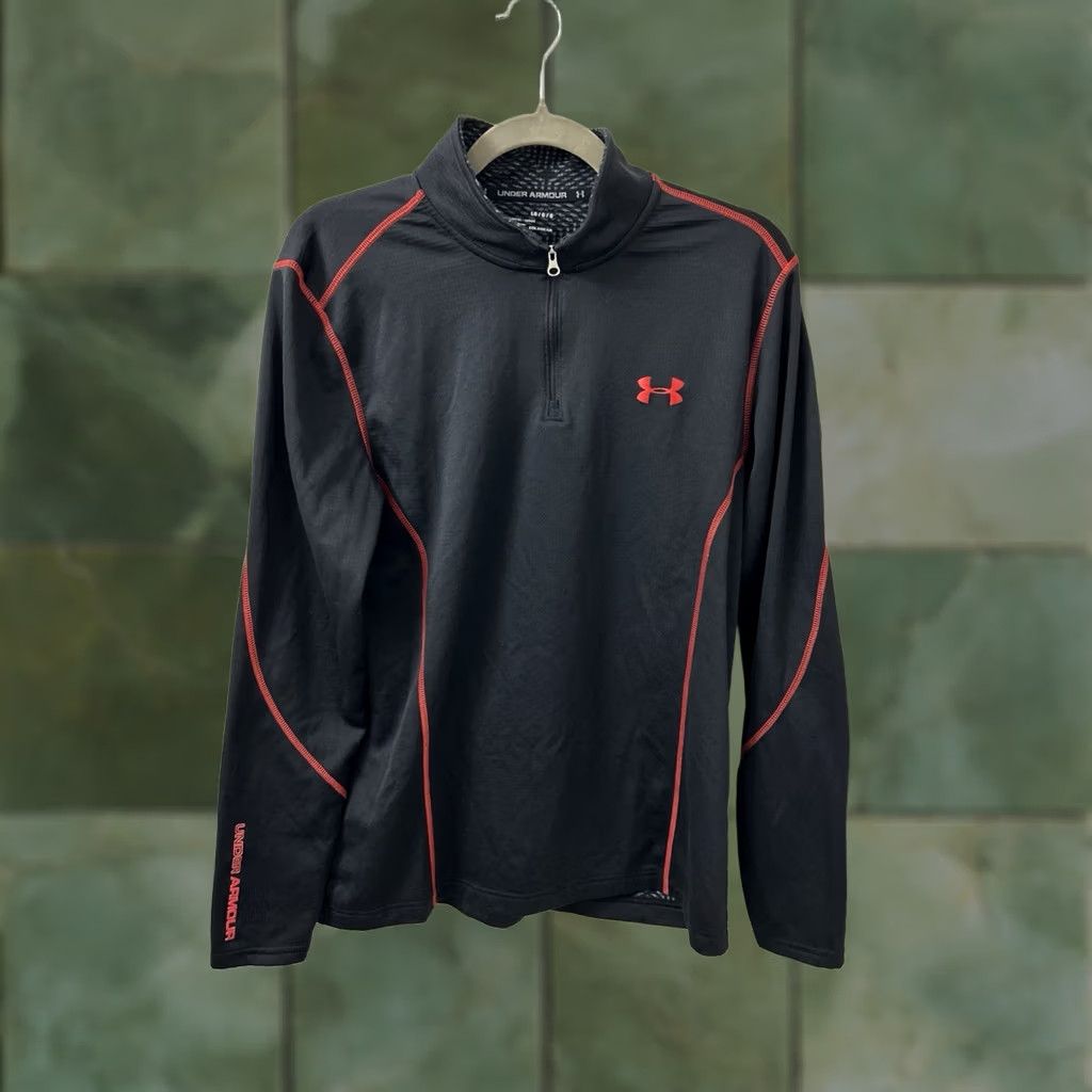 Under Armour Under Armour ColdGear Sweatshirt 1/4 Zip Mens L Black Red Pullover Long Sleeve Size US L / EU 52-54 / 3 - 1 Thumbnail