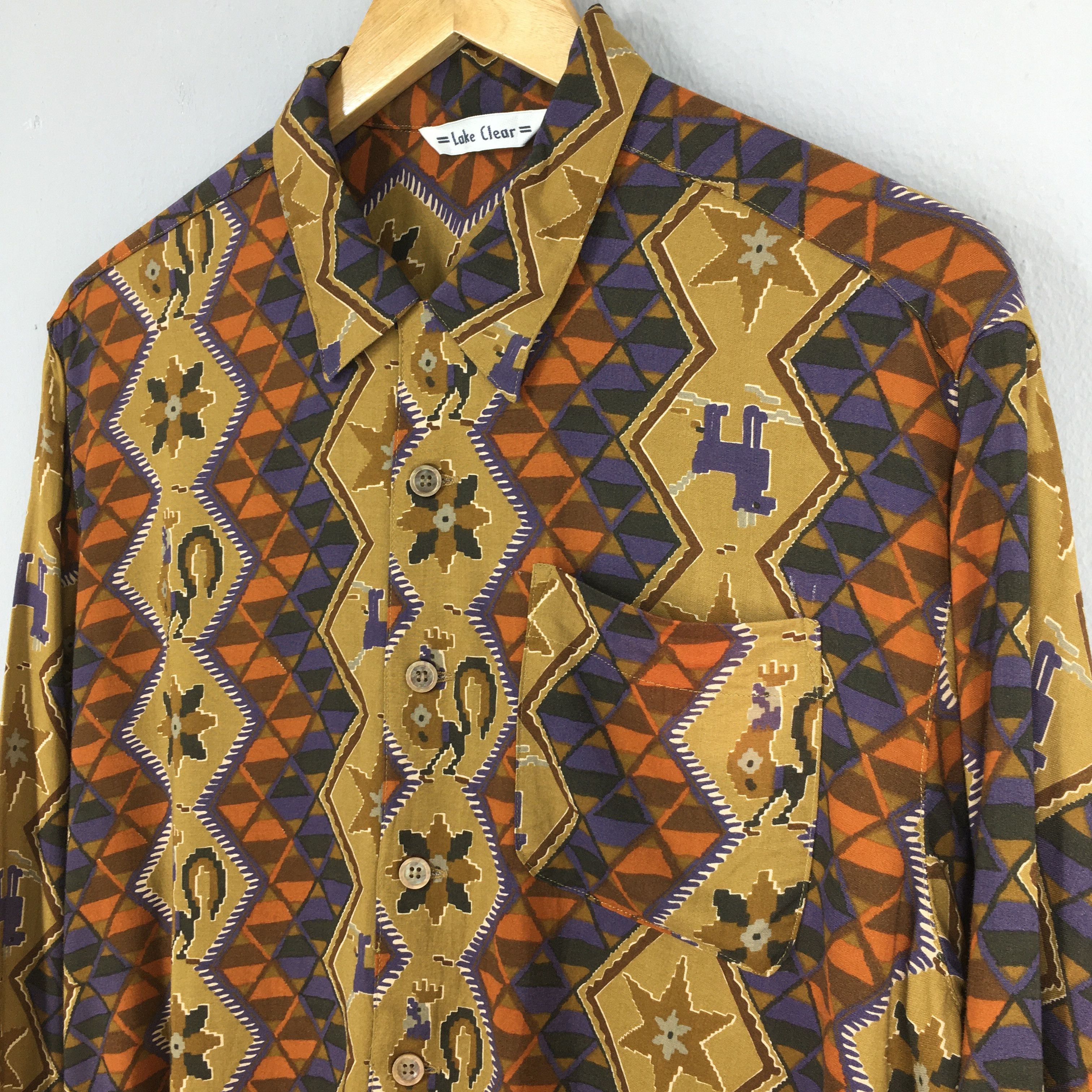 Vintage Vintage 1980's Tribal Navajo Pattern Party Shirt Medium Size US M / EU 48-50 / 2 - 3 Thumbnail